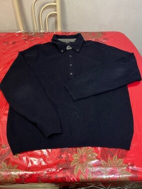 Brooks Brothers Thick Lambswool Men’s Polo Knit Sweater Men's XL  Dark Gray